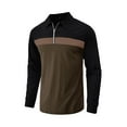 thumbnail image 3 of Bellella Hauts pour Hommes Col à Revers Polo Chemise Manches Longues Blouse Coupe Régulière T-Shirt à Blocs de Couleur t-Shirts Hommes Vert Armée P, 3 of 6