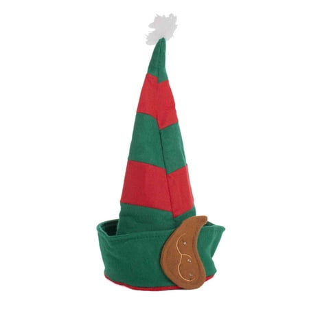 JHats Light-Up Holiday Elf Felt Hat w Ears, Pom & Sound, Red Green, One Size