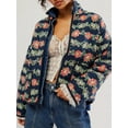 thumbnail image 2 of Gupgi Manteaux Matelassés Courts pour Femmes à Imprimé Floral, Ouvert à l'Avant, Doudoune Légère, Manteau Matelassé Rembourré, 2 of 8