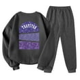 thumbnail image 3 of Trapstar Chandails Molletonnés à Col Rond pour Femmes Ensembles Manches Longues Graphiques Chandails Molletonnés pour Femmes Amples Trapstar Style de Rue Hip-hop Chandails Molletonnés à Enfiler+pantalon de Survêtement Ensemble pour Femmes de 2 Vêtements Classiques pour Femmes (Gris Foncé, L), 3 of 3
