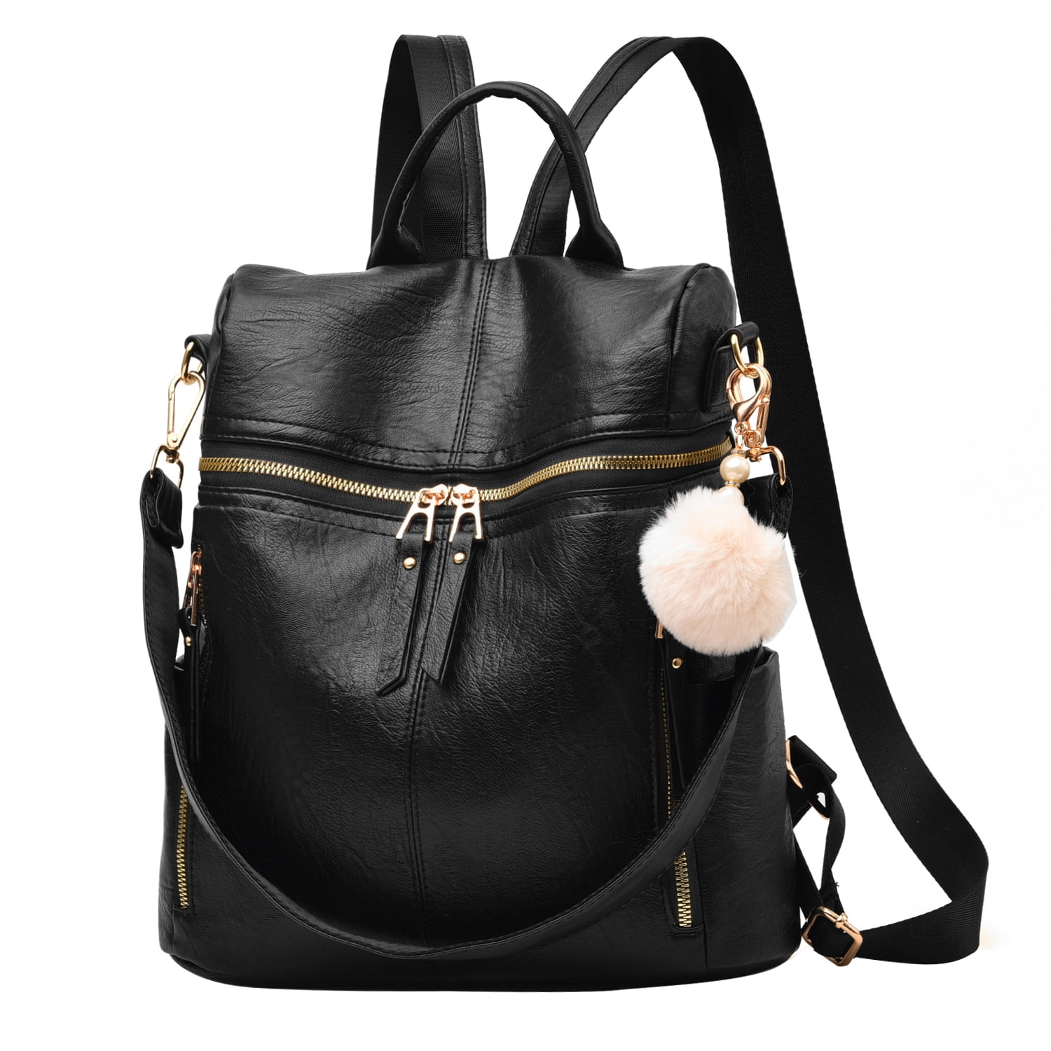Multi-Pocket Double Zipper Designer Women PU Leather Shoulder Bags Satchel Handbag 