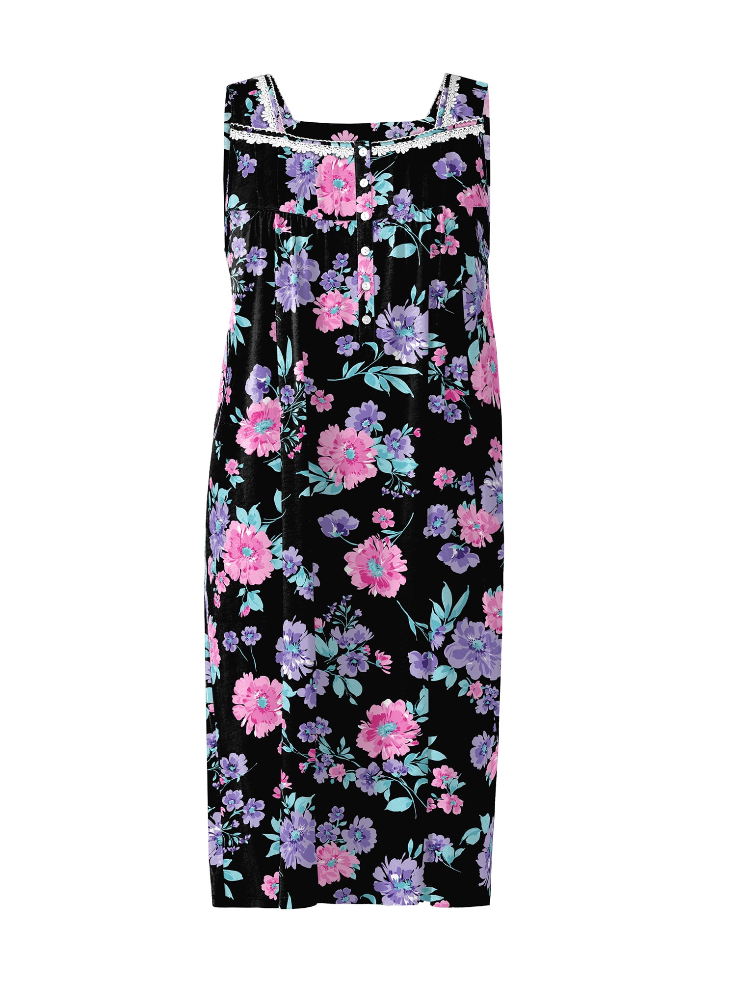 Aria Women's 100% Cotton Sleeveless 40" Nightgown, Sizes XS-5X