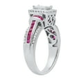 thumbnail image 3 of Dazzlingrock Collection Princess Ruby with Round & Princess White Diamond Engagement Ring for Women (0.50 ctw, Color I-J, Clarity I2-I3) in 925 Sterling Silver, Size 8.5, 3 of 5