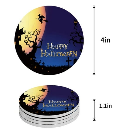 

FMSHPON Green Apple Fruit Pattern Set of 6 Round Coaster for Drinks Absorbent Ceramic Stone Coasters Cup Mat with Cork Base for Home Kitchen Room Coffee Table Bar Decor