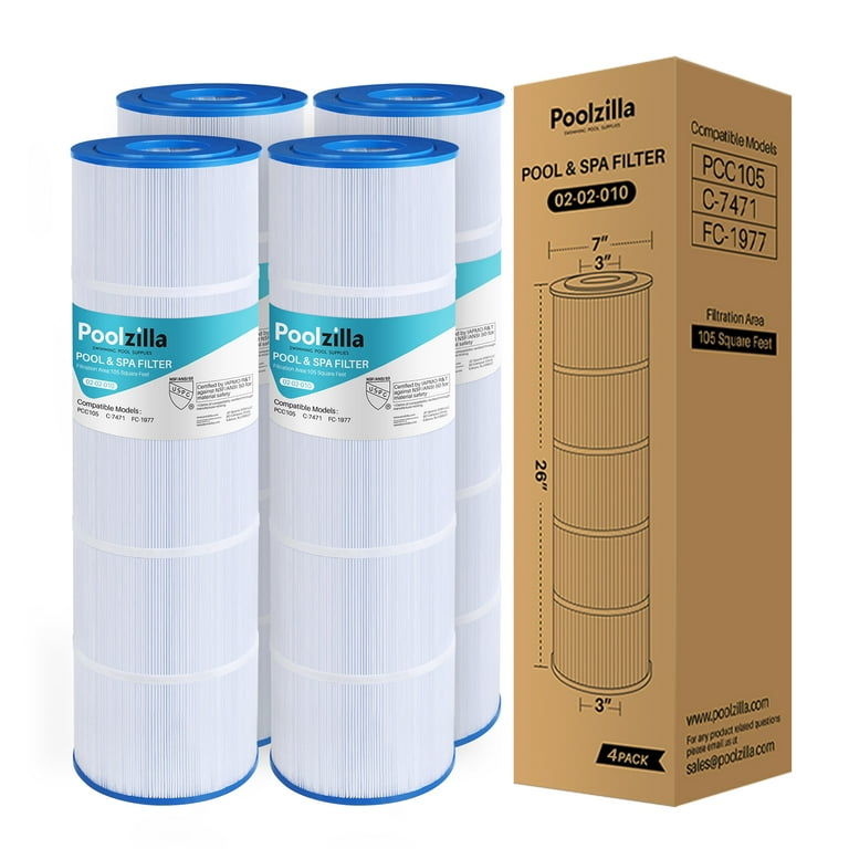 Poolzilla 4 Pack PCC105 Pool Filter Cartridge, Fits Filbur Poolzilla 4 Pack PCC105 Pool Filter Cartridge, Fits Filbur