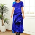 thumbnail image 3 of Robe Fleurie Bleue Imprimé Rose Robe Maxi de Soirée Manches Courtes Mode Coréenne Boho Plage Longues Robes Motif Femme Grande Taille Vestido, 3 of 5