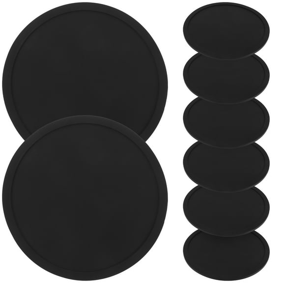 Guangmc Black Silicone Coasters 8pcs Nonslip Heat Resistant Cup Mat