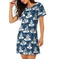 thumbnail image 2 of Gukieu Snow Penguin Print Women's Nightgown, A-line Round Neck Short-sleeved Nightgown Pajamas Home Wear Suitable for Home and Outing, 2 of 6