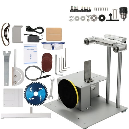 Sanded Set Bench 4-in-1 Multifunctional Mini Small Table Saw Belt Sander Kit Electric Saw Cutting Machine Set Handmade Woodworking Bench Saw DIY Model Crafts Cutting Saw ()