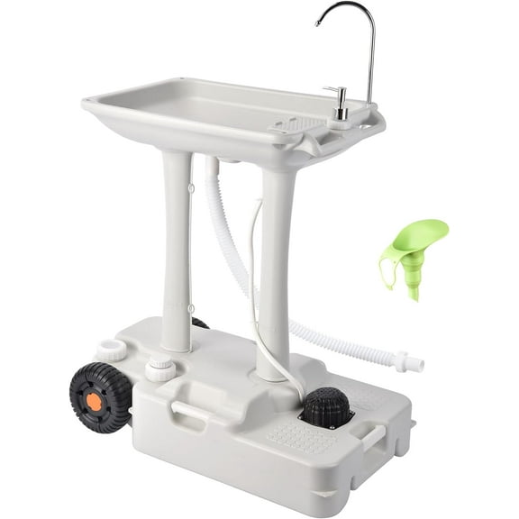 Yescom 30L Portable Camping Sink w/Rolling Wheels, Hand Washing Basin Stand for RV Travel Outdoor Event Picnic Worksite