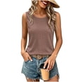 thumbnail image 4 of Josdec Women's Fashion Eyelet Embroidery Sleeveless Tank Top Round Neck Twist Open Back Knot Casual Solid for Summer Beach Vacation Camisole, 4 of 7