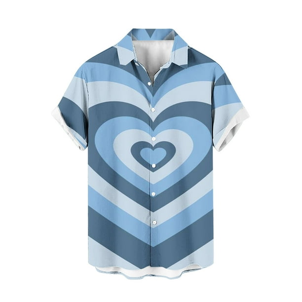 Camisa Hawaiana para los Hombres Impreso de Manga Corta Botón Cardigan, Cuello Turndown Hombres de Manga Corta Botón Abajo Camisas