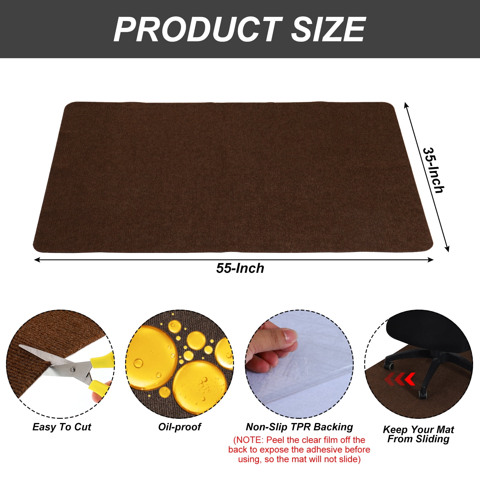 Unique Bargains 55" x 35" Office Chair Mat for Floors Multi-Purpose Desk Mat Coffee