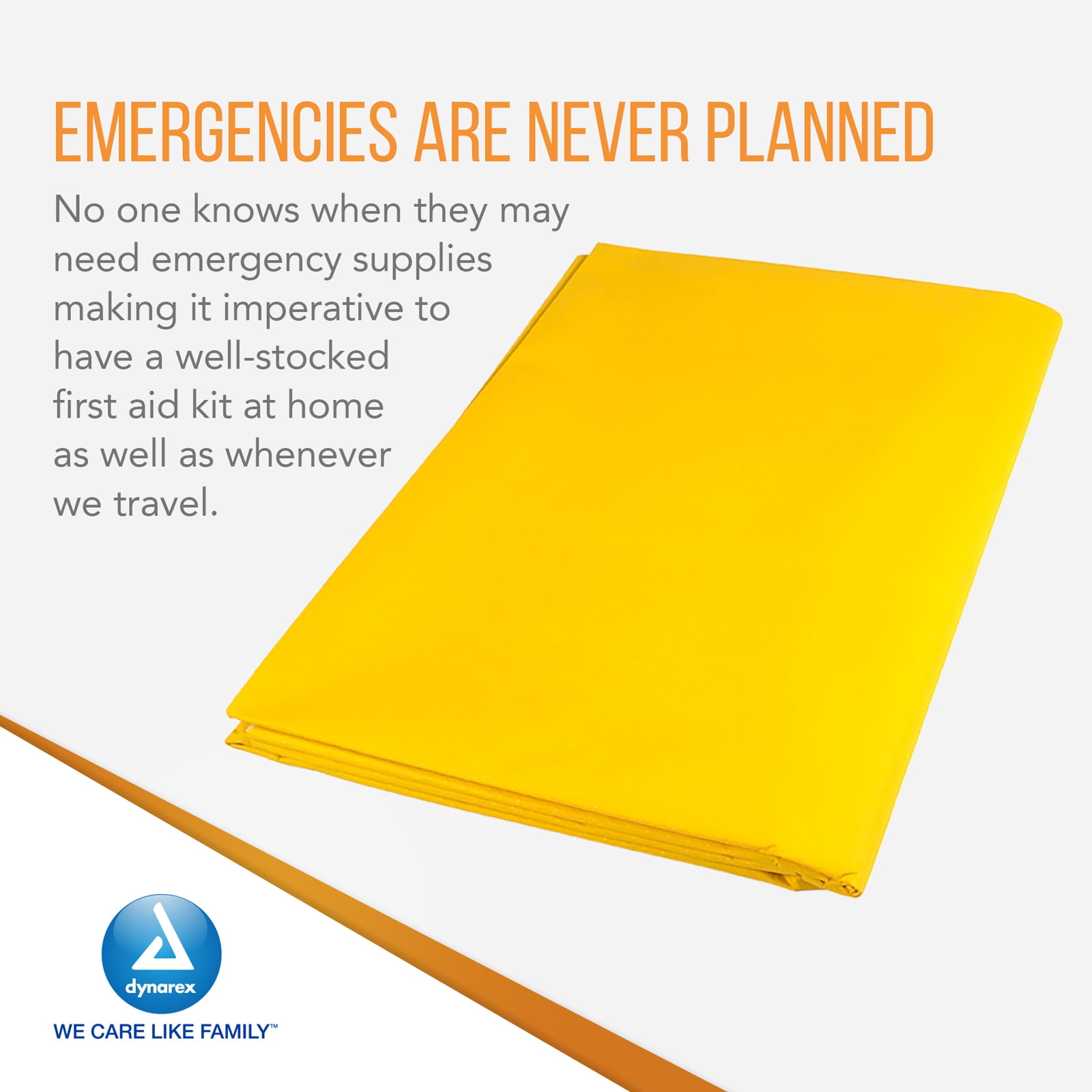 Dynarex Emergency Highway Blanket, Economy, Disposable and Water Repellent, Provides Full Coverage, Highly Visible for Safety, Yellow, 54" x 80", Pack of 50