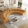 thumbnail image 2 of Corduroy Curved Sectional Foam Sofa with 12 Pillows,Curved Symmetrical Modular Semi Circular Sofa Sectional for Bedroom, Living Room, Office for Leisure Or Nap, Reading Room(Six Modules) (Yellow), 2 of 6