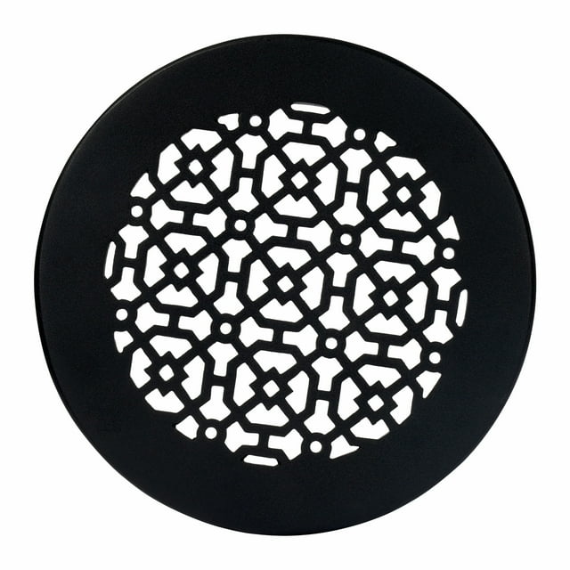 Achtek 8" Duct opening Solid Cast Aluminum Round Grille ( 10" Round Overall) | Powder Coated BLACK - Without Holes For Floor