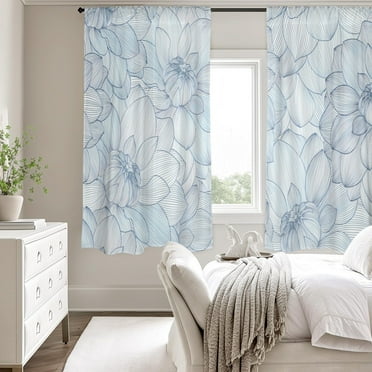 Blue Crocus - Large Window Curtains - Blackout Drapes 52x63