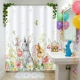 thumbnail image 5 of Lilixerw Easter Cute Rabbit Shower Curtain with 12 Hooks,Spring Shower Curtain,Easter Bunny in Floral Scene Flowers with Butterflies,Cloth Fabric Bathroom Decor,47.24x70.87 in,Multicolor, 5 of 6