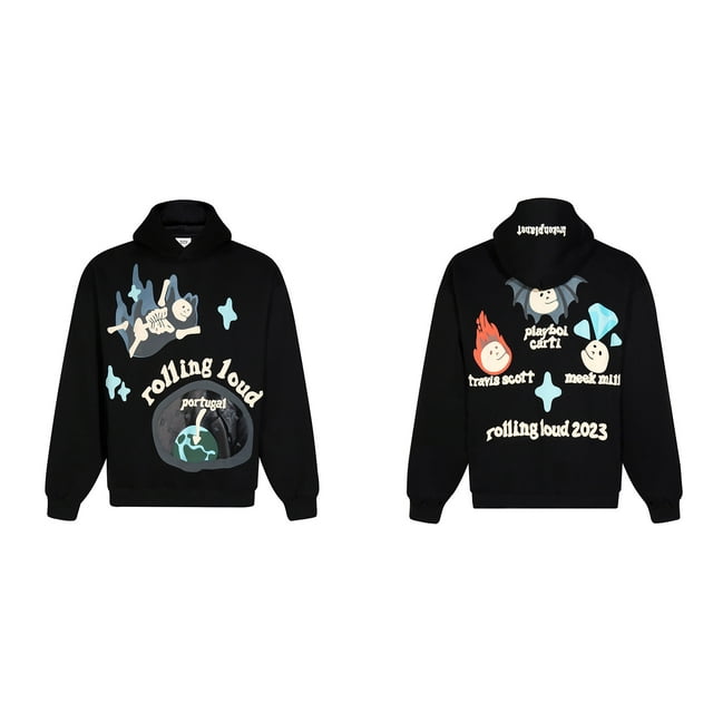 Sweat à Capuche Planète Cassé Tendance Américaine Imprimé Amusant de Rue plus Velours design Ample