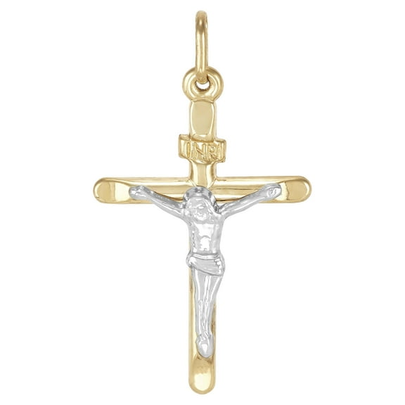 Brilliance Fine Jewelry 10K Yellow and White Gold Crucifix Cross Charm