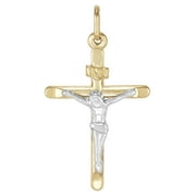 Brilliance Fine Jewelry 10K Yellow and White Gold Crucifix Cross Charm