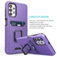 thumbnail image 5 of TJS Phone Case for Samsung Galaxy A32 5G, with [Tempered Glass Screen Protector] Impact Resistant Metal Ring Magnetic Support Kickstand Card Slot Cover (Purple), 5 of 8