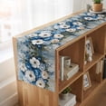 thumbnail image 6 of Hydrangeas Flower 120 Inch Table Runner, Blue White Floral Country Oil Painting Farmhouse Dresser Scarf Cotton & Linen Tablerunner for Dining/Kitchen Island/Holiday Party Décor 13" x 120", 6 of 9