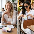 thumbnail image 4 of SEANATIVE 4 x 6.9 Inch Double Glasses Case for Women, Neoprene Zipper Eyeglasses Case Anti-Scratch Shockproof Lightweight Eyewear Pouch for Travel Outdoor Office Work, Floral Pink Gradient, 4 of 7