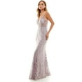 thumbnail image 3 of Speechless Juniors Lavender Embroidered V-Neck Illusion Gown Dress, 3 of 7