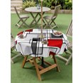 thumbnail image 6 of Outdoor Table Cloth with Umbrella Hole and Zipper, Red Grey Geometric Waterproof Round Tablecloth 54 Inch, Abstract Art Modern Irregular Washable Table Cover for Outside Party Patio Picnic, 6 of 6