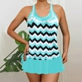 thumbnail image 2 of Youyipin Womens Swimsuits Tankini Swimsuits For Women 2 Piece Tummy Control Bathing Suit With Skirt Striped Vintage Swimdress Vacation Outfits, 2 of 6