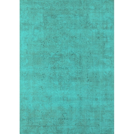 Ahgly Company Indoor Rectangle Oriental Turquoise Blue Industrial Area Rugs, 6' x 9'