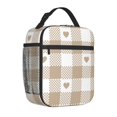 thumbnail image 4 of YFYANG Réutilisable Adulte / Enfants Portable Lunch Sac, Beige Love Plaid Pattern Mains Libres Boucle Poignée Isolation / Sac Froid pour l'École, Travail, Pique-Niques, Voyage, 4 of 6