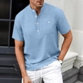 thumbnail image 5 of DPTALR Men's Henley Stand Collar T-Shirt,Short Sleeve Casual Pocket Top,Light Blue,Big Men's,Tall Men's S,Young Men's Shirts, 5 of 9