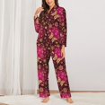 thumbnail image 2 of Hirioo Golden Snowflakes And And Butterflies for Women's Pajama Sets 2 Piece Pjs Women's Long-Sleeved Pajama Set Button Down Sleepwear,S-XXL-XX-Large, 2 of 7