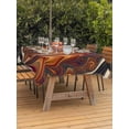 thumbnail image 4 of 60x102 Inch Outdoor Tablecloth with Umbrella Hole Zipper Rectangle Brown Orange Black Rectangular Tablecloths Outside Waterproof Modern Tie-dyeing Ombre Abstract Art Patio Table Cover for Picnic, 4 of 8