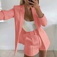 thumbnail image 2 of Lovskoo 2024 Womens Casual Blazers Open Front Crop Blazer Jacket Business Attire Solid Long Sleeve Suit Lapel Collar Slim Cardigan Coat Pink, 2 of 8