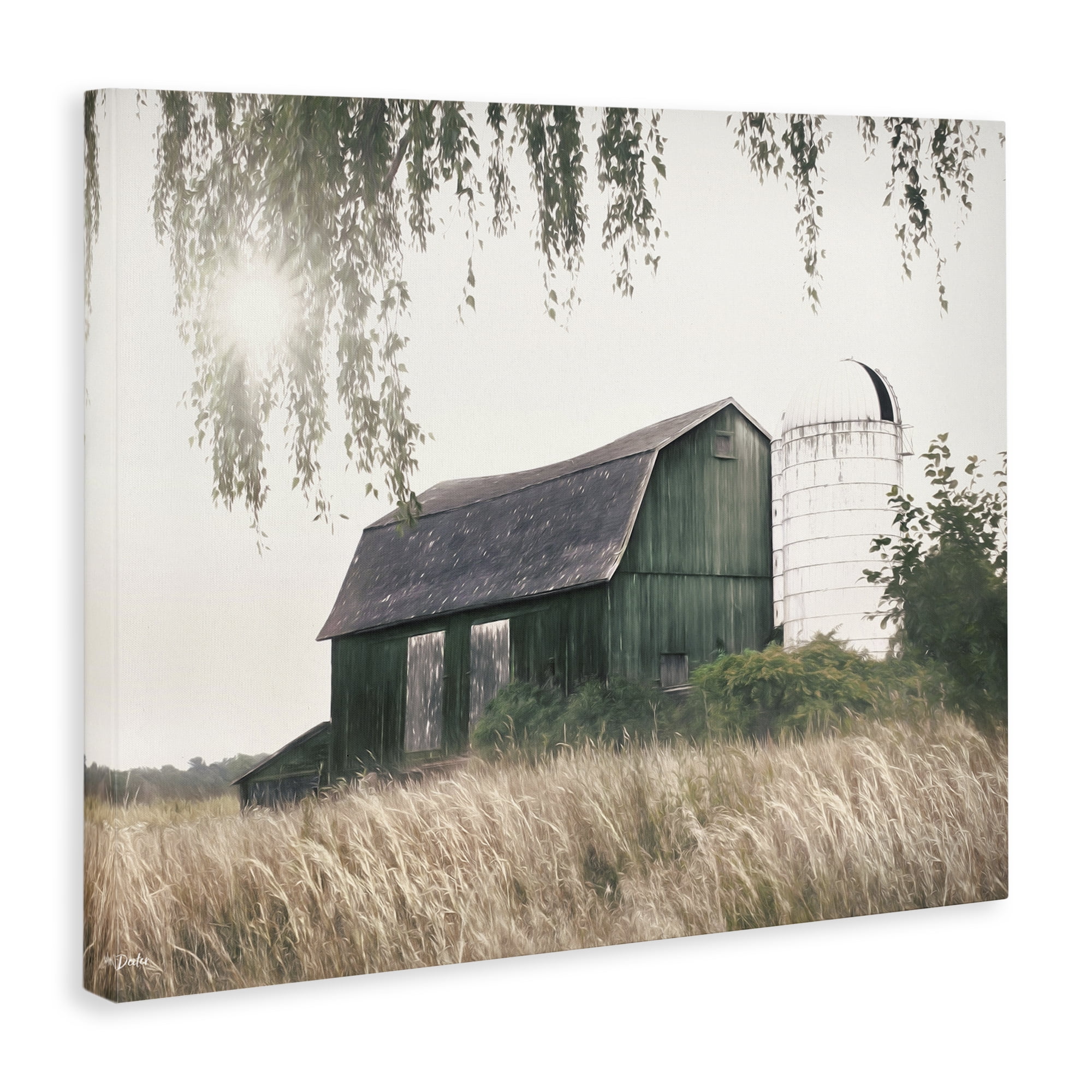 Stupell Industries Green Rustic Barn Landscape Photography Gallery Wrapped Canvas Art Print Wall Art, 48 x 36