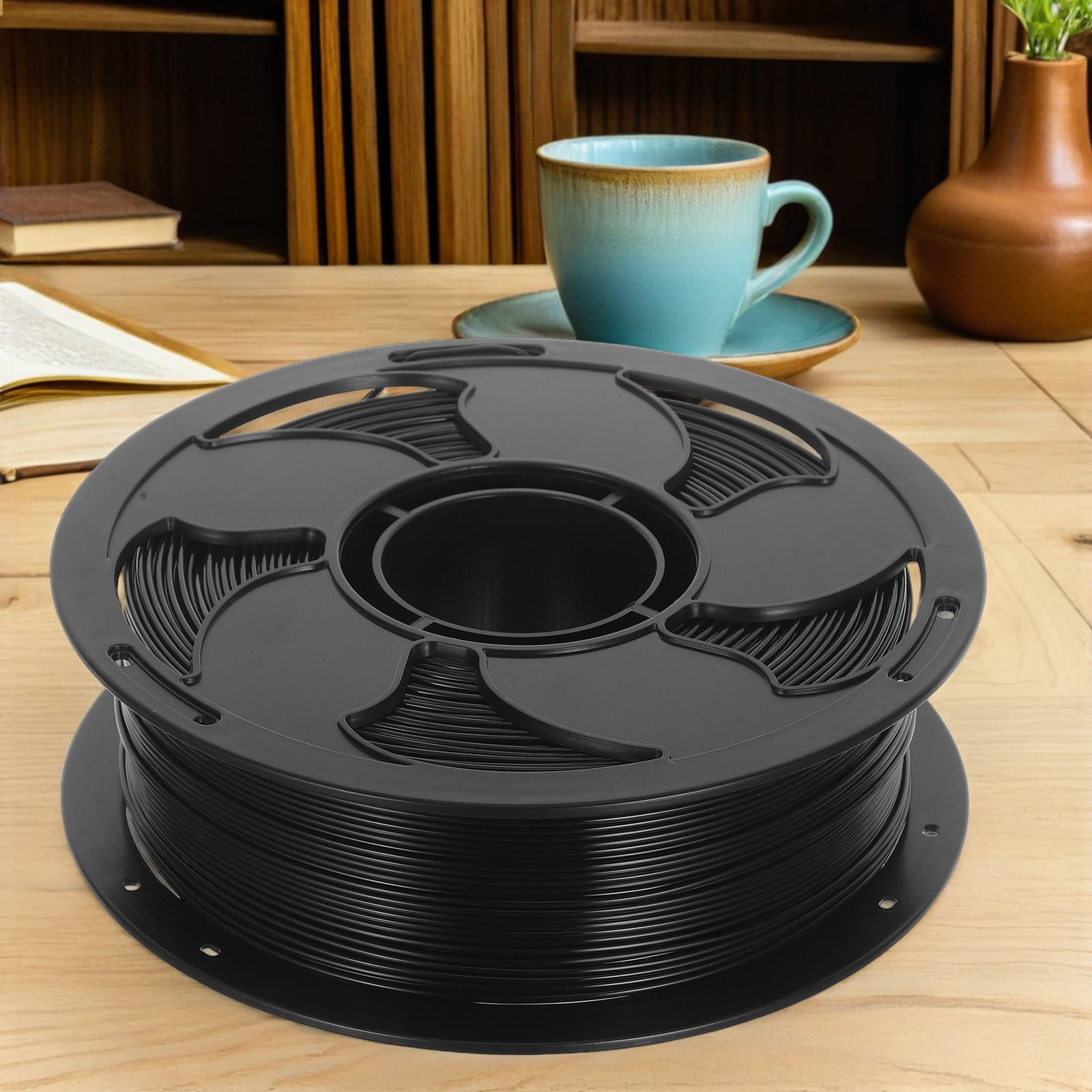OUNONA Black PETG 3D Printer Filament Spool with Smooth Feeding and High Rigidity for Model Printing Accessories