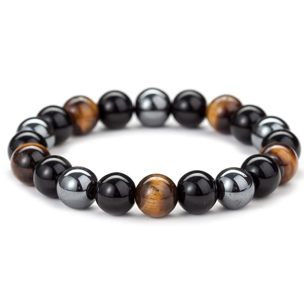 Pulsera De 20 Cuentas De Piedra Natural De Ojo De Tigre Genuino Muyoka Hogar