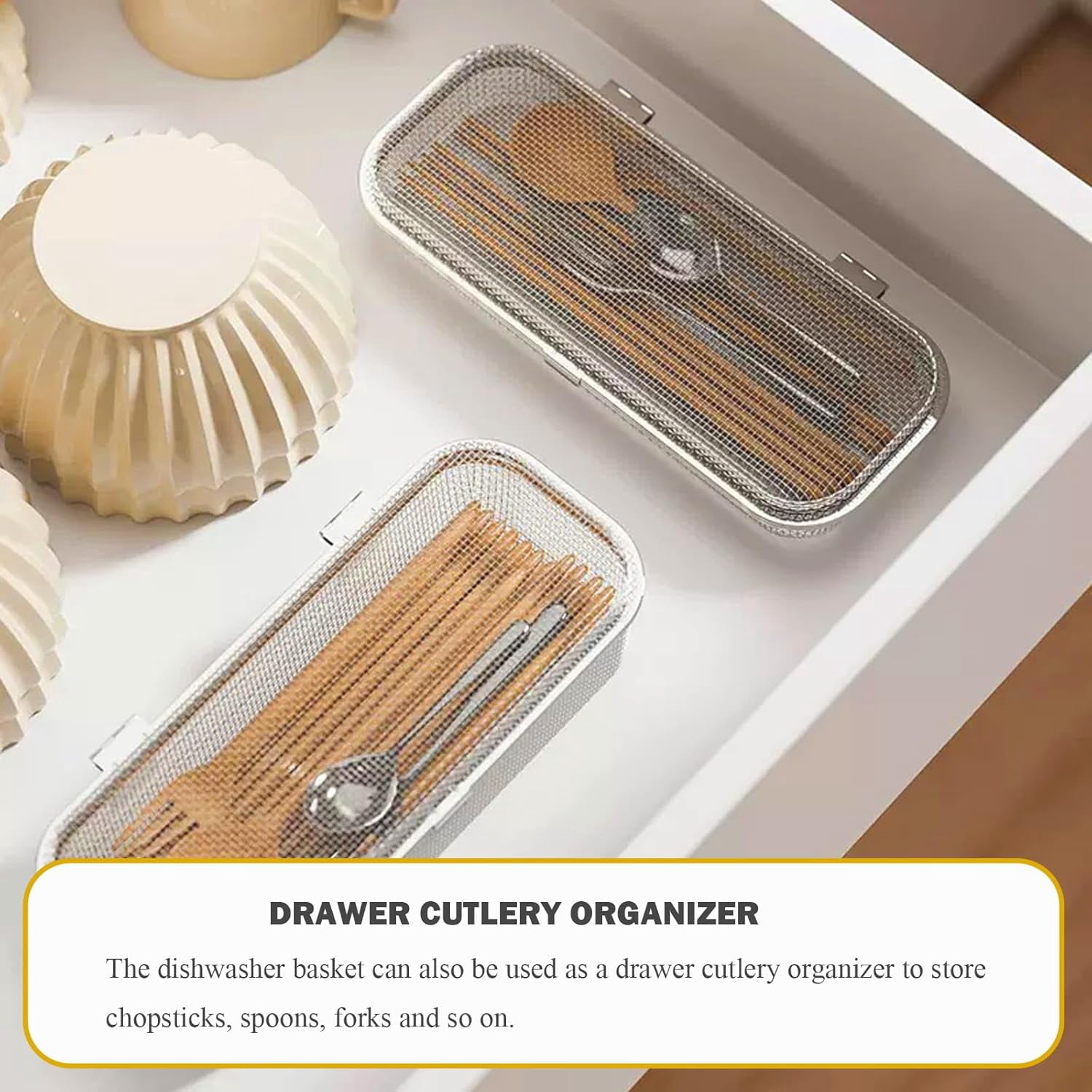 ABPETE Dishwasher Basket for Small Items, Stainless Steel Chopstick Holder for Dishwasher, Dishwasher Silverware Basket
