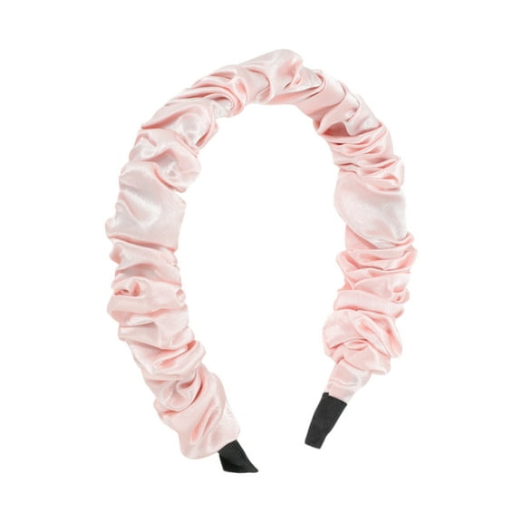 Unique Bargains 1 Pc Headband Pleats Satin Hair Accessories for Women Beige Pink