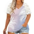 thumbnail image 1 of Hauts d'Été Grande Taille en Dentelle pour Femmes Blouses d'Été Patchwork Imprimé Amples Grande Taille Col en V Manches Courtes T-Shirts Col en V Femmes en Solde, 1 of 5