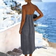 thumbnail image 4 of Summer Dresses for Women Casual Backless Spaghetti Strap V Neck Loose Flowy Beach Vacation Maxi Cotton Linen Dress,Sizes S-2XL, 4 of 6