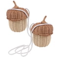thumbnail image 3 of 2 mini bolsos portátiles para niños, de ratán, con forma de cesta tejida, bandolera., 3 of 8