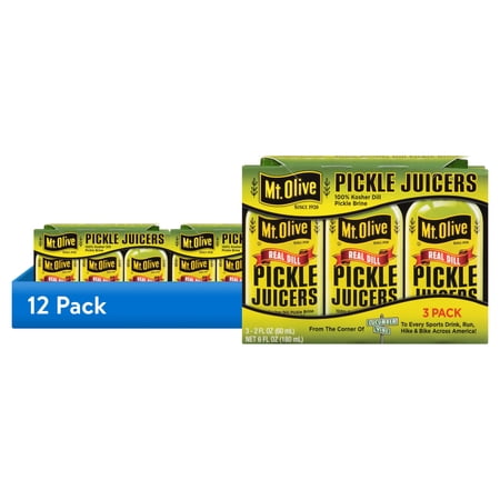 (12 pack) Mt. Olive 3 pack 2 fl oz Bottles of Real Dill Pickle Juicers Juice