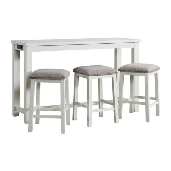Picket House 3 Pcs Wooden Bar Set with 2 Stools and Table, White/Gray