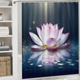 thumbnail image 6 of Creowell Lotus Flower Pretty Shower Curtain Bathroom Decor 100% Polyester Fiber Bathroom Shower Curtain Set with Hooks 69x72, 6 of 7