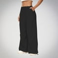 thumbnail image 5 of safuny Women's Cotton Lined Cargo Pants Jogger Sweatpants Pocket Solid Color Drawstring Fashion Casual Activewear Relaxed Trousers Workout Teen Girls Clearance Black M, 5 of 9