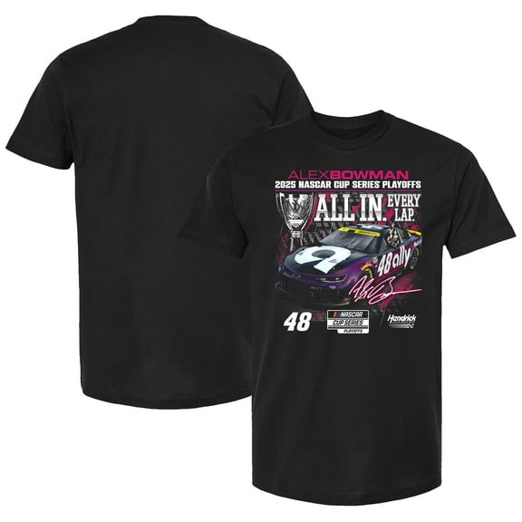 Men's Checkered Flag Sports Black Alex Bowman 2025 NASCAR Cup Series Playoffs Ally T-Shirt